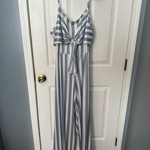 Striped Blue and White Jumpsuit